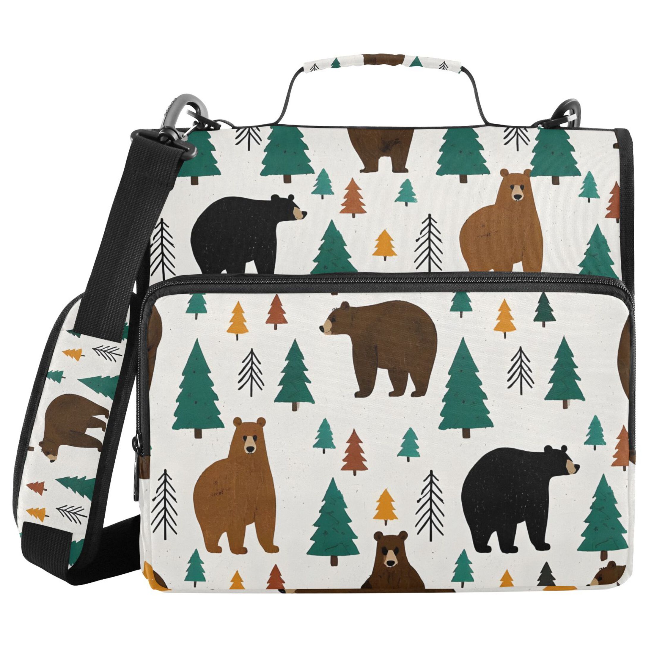 ALAZA Zipper Binder Bear Forest 3 Ring Trapper Keeper File Folder Organizer Bag