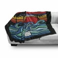 thumbnail image 3 of Aloha Soft Flannel Fleece Throw Blanket, Hawaii Surf Paradise Graphics Interpretation of Waves Palm Trees Tropical Setting, Cozy Plush for Indoor and Outdoor Use, 70" x 90", Multicolor, by Ambesonne, 3 of 6