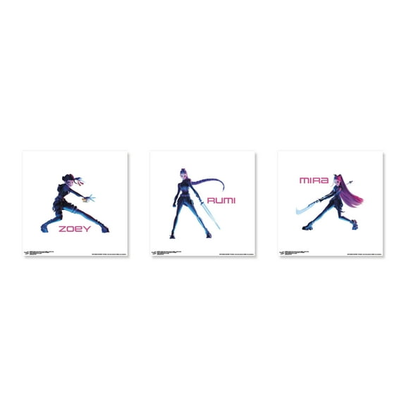Gallery Pops® Netflix KPop Demon Hunters (2025) Huntrix Wall Art Bundle (3-Pack), Unframed Version, 12" x 12"