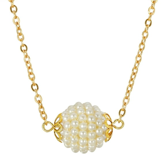 1928 Jewelry Round Seeded Faux Pearl Ball Pendant Necklace For Women 16"