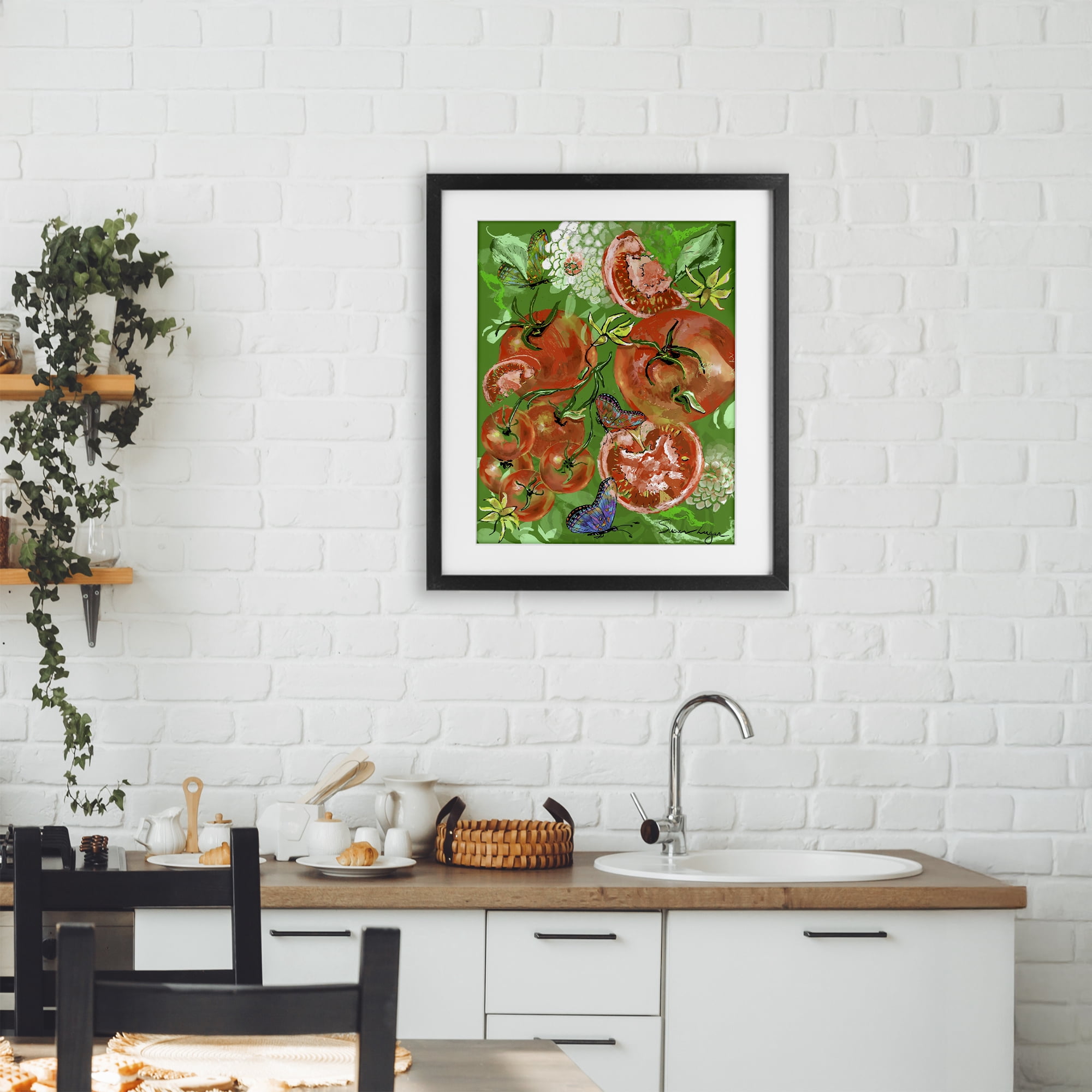 Stupell Industries Tomatoes Swirl Collage Black Framed Print Under Glass, design by Susan Lugar
