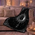 thumbnail image 6 of Sun And Moon Faces Surrounded By Orbital Stars, Cozy Flannel Blanket for Celestial Art Enthusiasts, Serene Mystical Celestial Linework Home Decor for Bedroom and Study, Housewarming Gift, 6 of 9