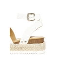 thumbnail image 4 of Soda Topic Off White Casual Espadrilles Flatform Embellished Wedge Open Sandals (Off-White, 10), 4 of 4