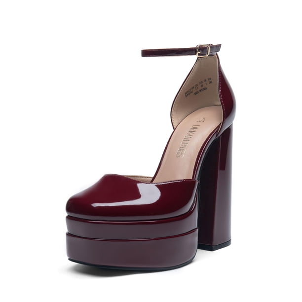 DREAM PAIRS Tacones Plataforma con Bloque para Mujer Aurelia Burdeos