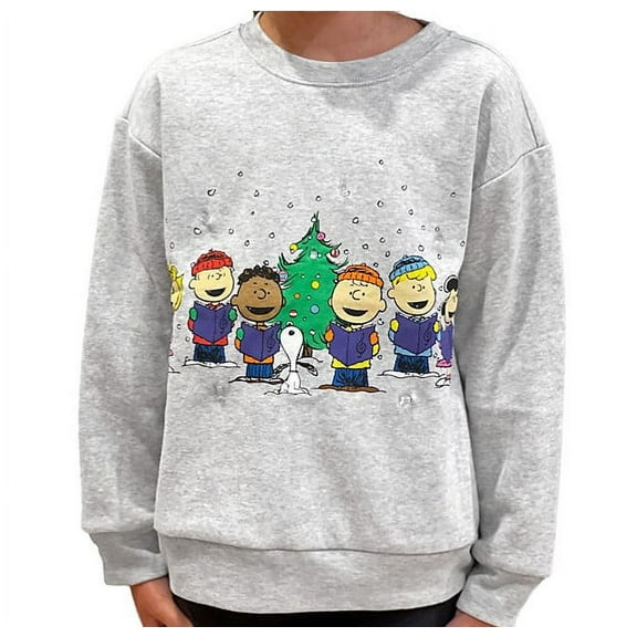 Peanuts Kids Unisex Light Up Sweatshirt (Grey Heather, 10)