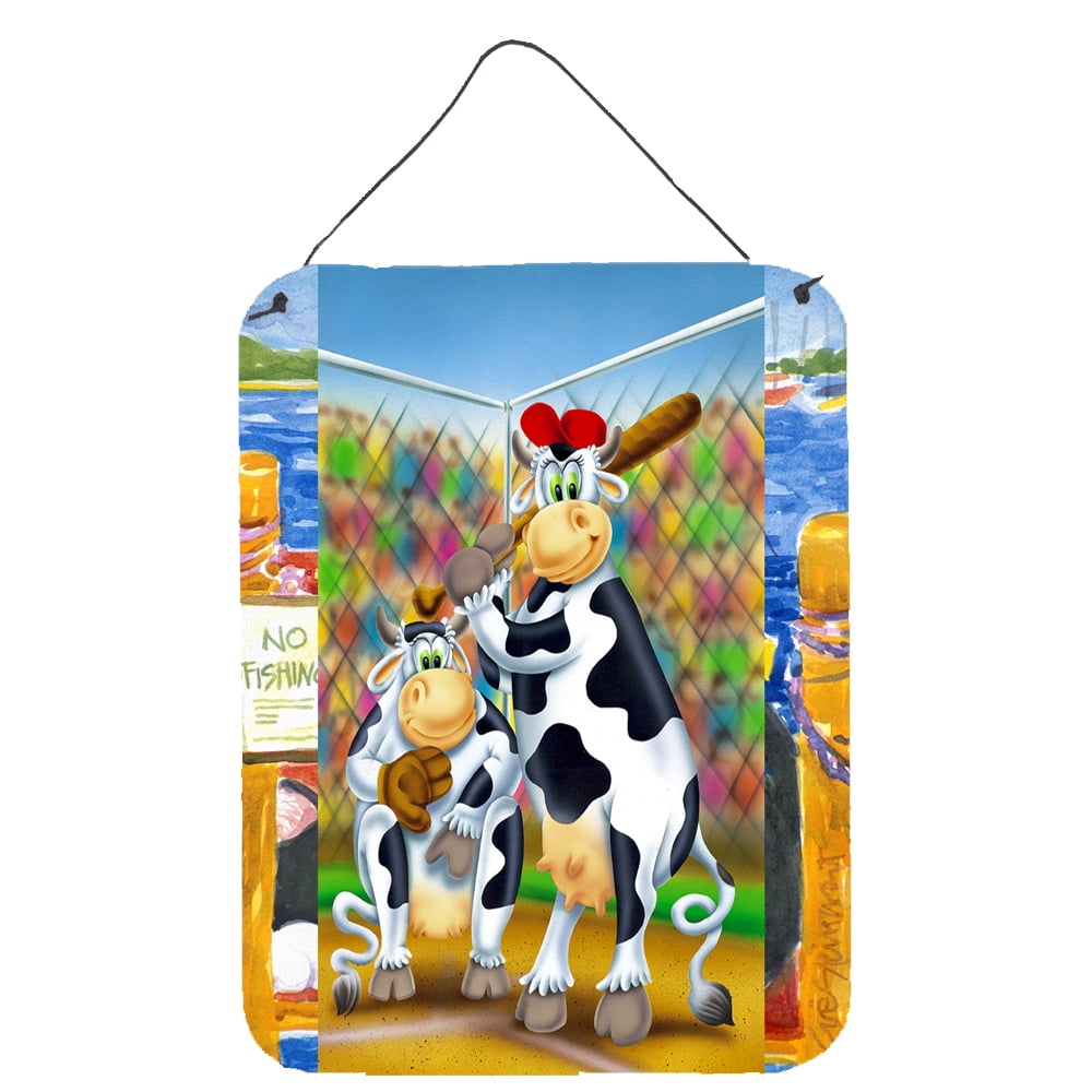 Cow playing Baseball Wall or Door Hanging Prints