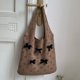 thumbnail image 4 of Bolso Tejido Bolso Con Lazo Tridimensional Bolso Tejido Bolso Hombro Gran Capacidad (café) Color, 4 of 9