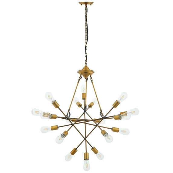 Industrial Country Farm Beach House Living Lounge Kitchen Room Chandelier Pendant Ceiling Light Fixture, Metal Steel, Gold