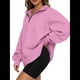 thumbnail image 2 of Sudadera de Entrenamiento de con Media Cremallera para Mujer, de Gran Tamaño, de Larga, Color Liso, con Hombros Caídos. Rosa M, 2 of 5