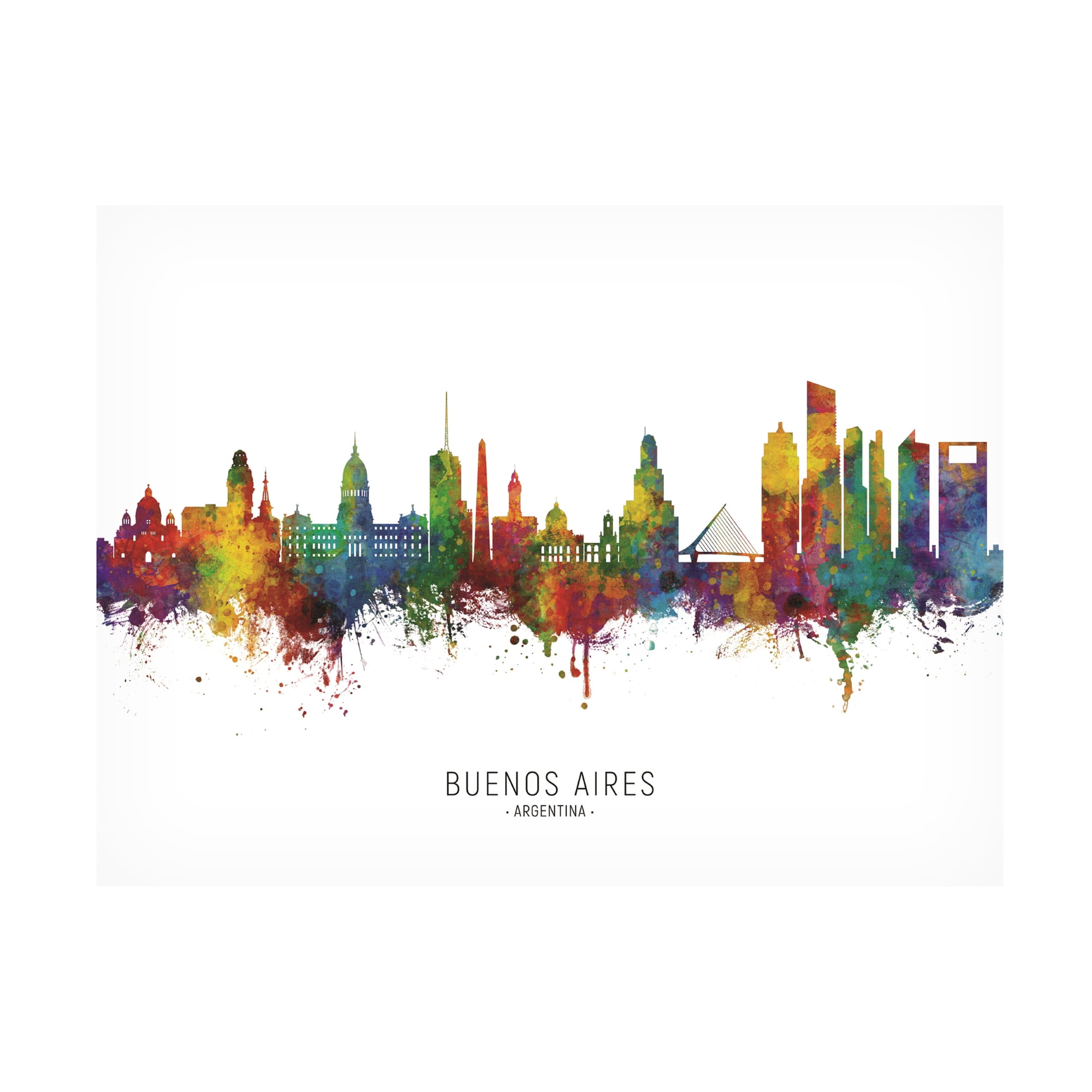 Trademark Fine Art Michael Tompsett Buenos Aires Argentina Skyline Named Canvas Wall Art - 35x47