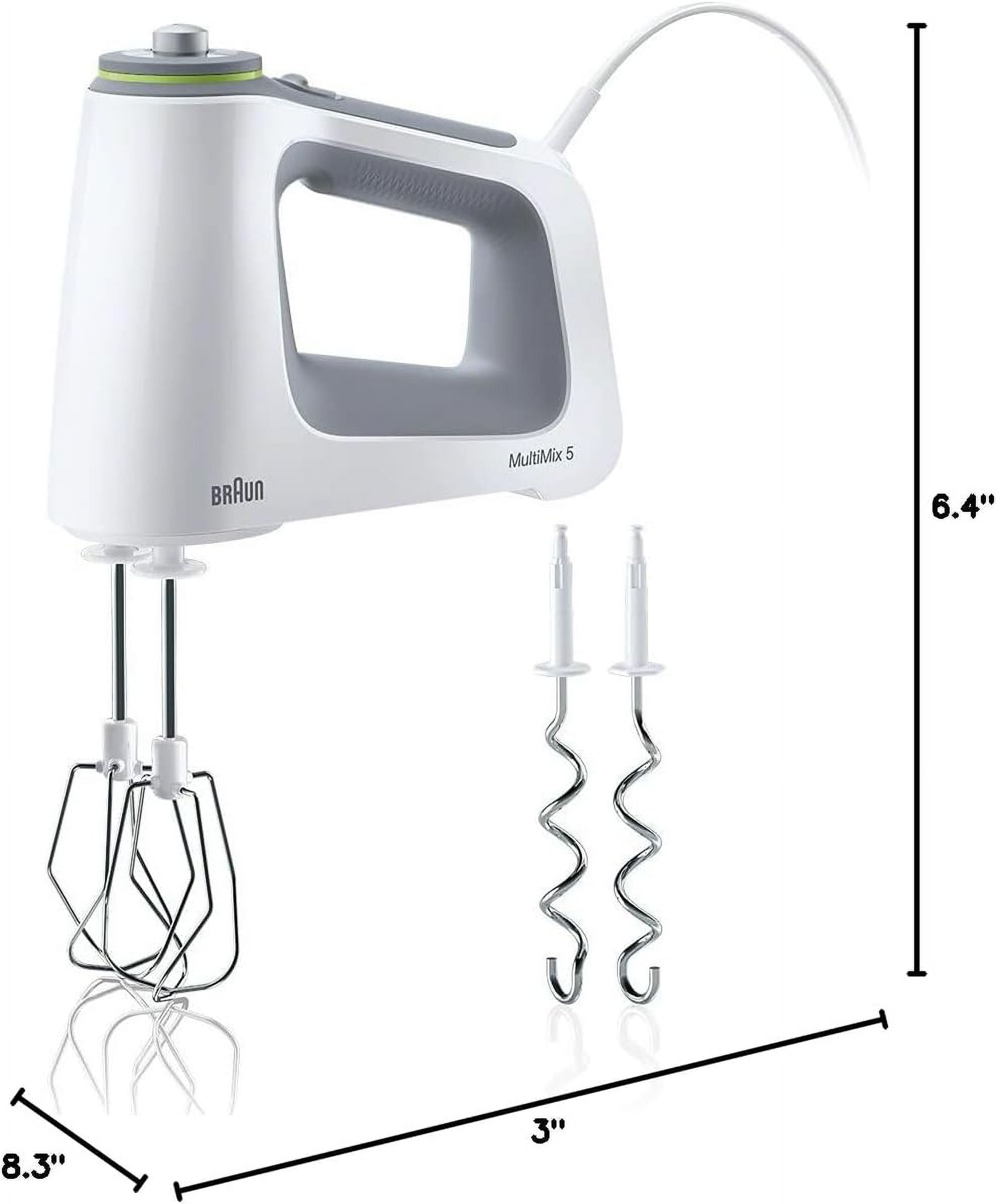 Braun Multimix 350- White and Dough Hooks, Watts, Hand Multiwhisks Mixer with 5 New in