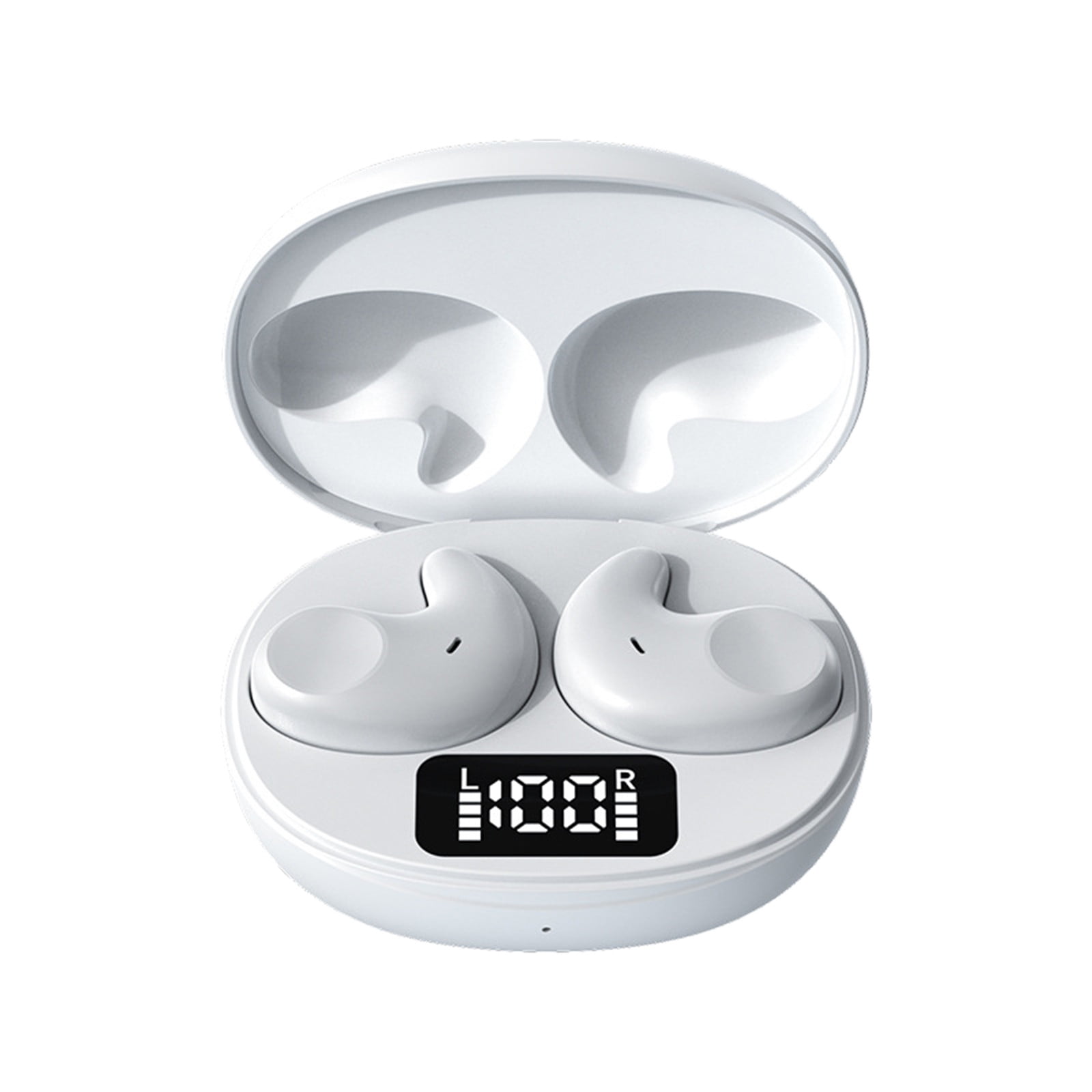 Bluetooth Headphones True Wireless Earbuds 60H Playback LED Power Display Earphones with Wireless Charging Case IPX5 Waterproof in-Ear Earbuds with Mic for TV Smart Phone Laptop Computer Sports,White