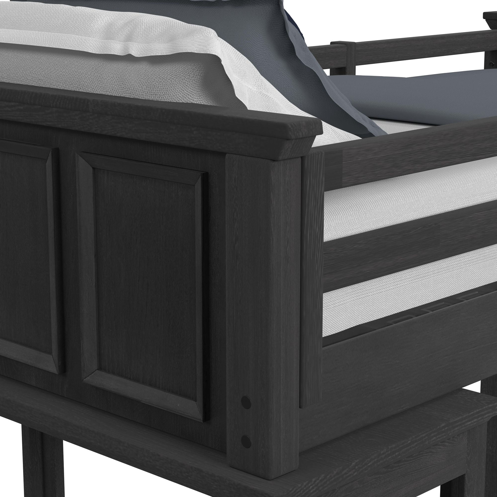 Brooklyn Kids Twin Loft with Staircase &Desk-Speaker 5PC Bedroom Set in Charcoal