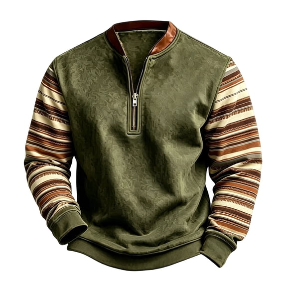 Mens Sweatshirt Half Zip Stand Collar Hoodless Long Sleeve Pullover Modern Casual Top