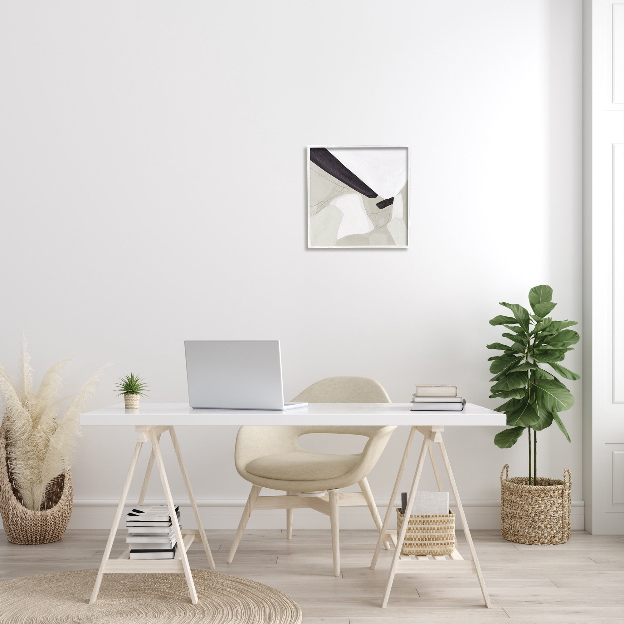 Stupell Industries Abstract Neutral Shapes Black Tan Modern Living Room, 17 x 17, Design by Melissa Wang