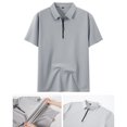 thumbnail image 5 of Mens Golf Shirt Quick Dry Stretch Zip Short Sleeve Polo Shirt, 5 of 6