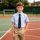 thumbnail image 5 of Odeerbi Camisa de Vestido Para Niños Con Corbata de Manga Corta Con Impresión de Carta Camisas de Uniforme Escolar, 5 of 8