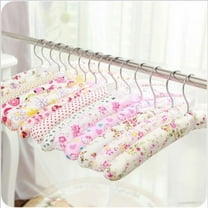 6PCS Satin Padded Hangers for Women Clothing - Floral Sweater Hangers No Bump - Padded Coat Hangers for Wedding - Thick Foam Silk Clothes Hangers for Adult(Random Color)