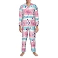 thumbnail image 3 of Kdxio Pink Striped Flamingo Men’s Pajama Set Pajamas For Men 2 Piece PJ Set with Men Pajama Pants and Long Sleeve T-Shirt Lounge Set-Large, 3 of 7