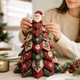thumbnail image 4 of Christmas Patchwork Fabric Tree DIY Craft Kit,Plaid Quilted Tabletop Mini Tree Making Set With Doll Topper,Handmade Decor For Mantel,Table,Winter Holiday Home Decor A-Santa Claus, 4 of 7