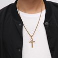 thumbnail image 2 of Coptic Ankh Cross Religious Pendant Necklace for Men Women, Stainless Steel Cross Silver/Gold/Black Cross Pendant with 24" Chain, 2 of 5