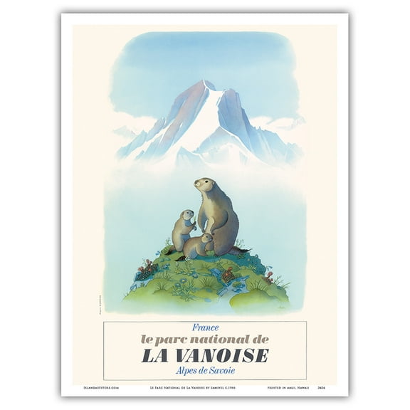 National Park of La Vanoise (Le Parc National de La Vanoise) - France - Alpes de Savoie (the Savoie Alps) - Vintage Travel Poster by Samivel c.1966 - Master Art Print (Unframed) 9in x 12in