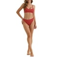 thumbnail image 2 of Women's Adjustable Spaghetti Straps Bikini Sets, 2 Piece Ribbed High Waist Bottoms Swimwear Bathing Suits Small Red, 2 of 5