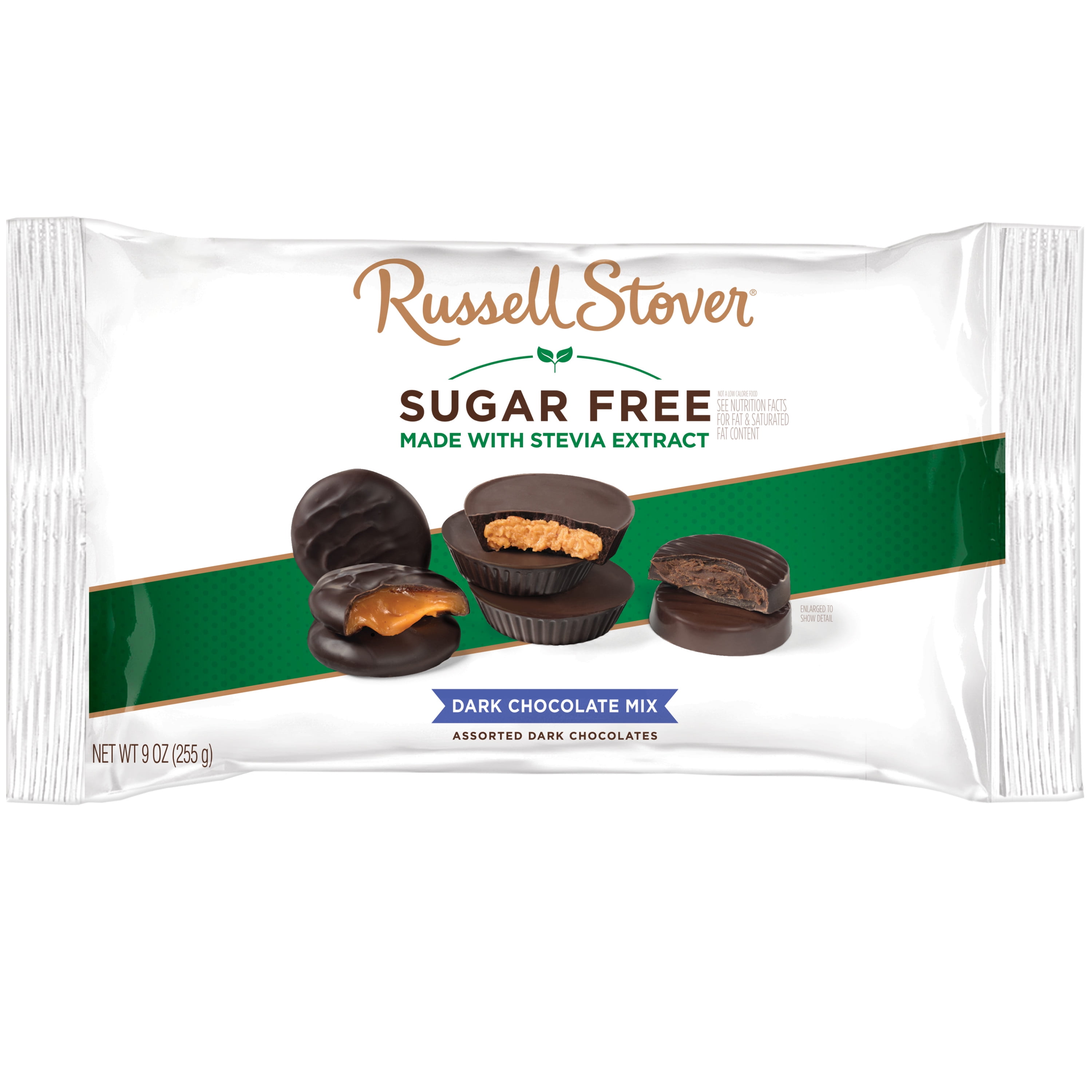 RUSSELL STOVER Sugar Free Dark Chocolate Candy, 3 oz. bag (≈ 6 pieces)