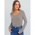 thumbnail image 6 of ANRABESS Long Sleeve Shirts for Women Soft Comfy Ribbed Knit Fitted T-Shirts Casual Trendy Y2K Basic Tops Fall Winter Underscrub Layering Clothes Gray Khaki Small, 6 of 11