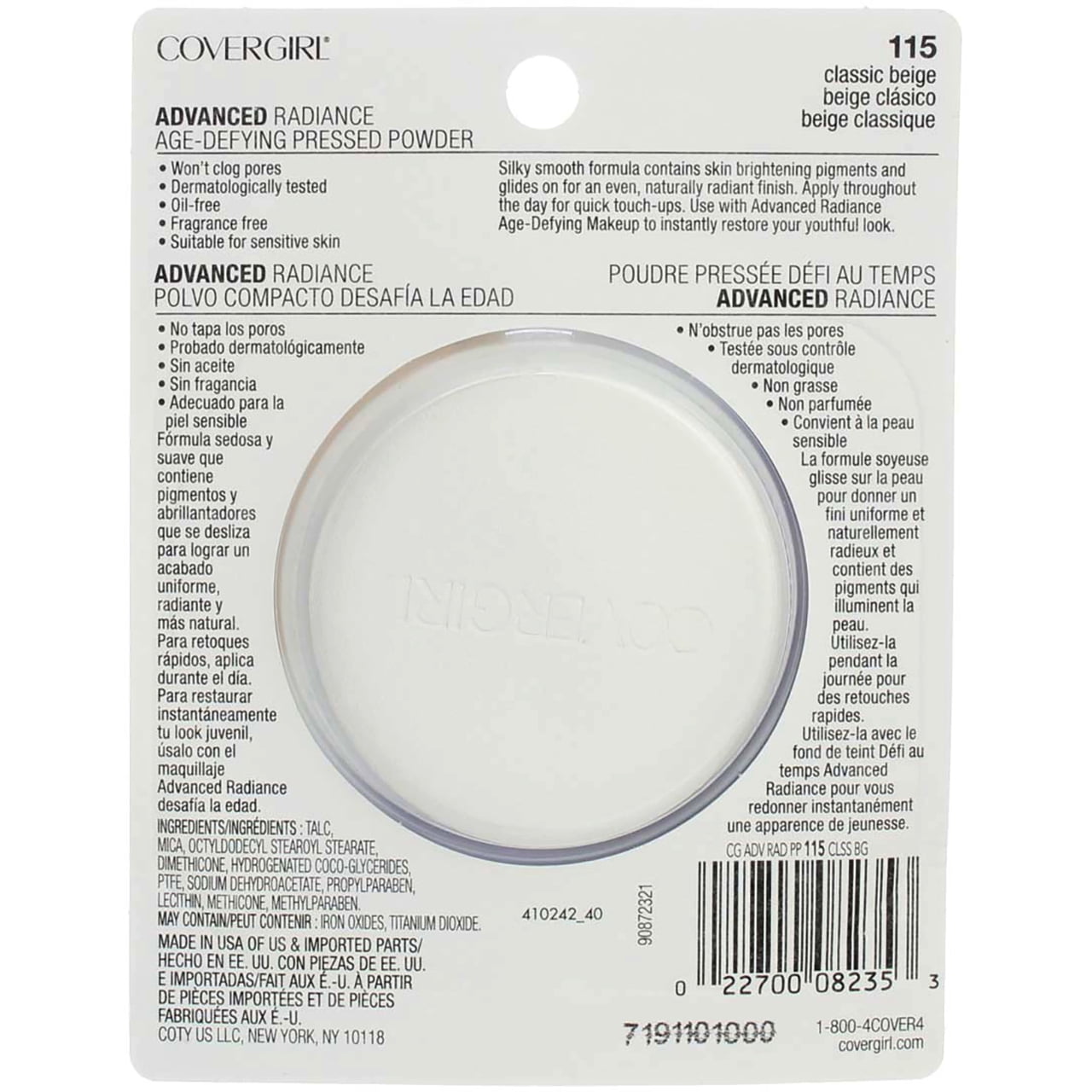 CoverGirl Advanced Radiance Age-Defying Pressed Powder, Classic Beige [115] 0.39 oz (Pack of 3)