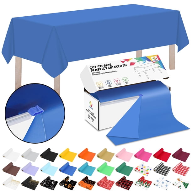 Rollo de plástico para mesa CXPSINC, 54 pulgadas x 300 pies, azul