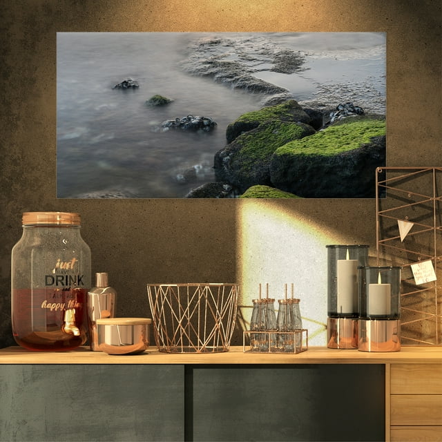Green Rocks in Beautiful Sydney Coastline - Large Seashore Canvas Print
