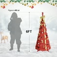 thumbnail image 5 of Bringstar 6ft Red Pop Up Christmas Tree Pre Lit with 150 Lights, Pre Decorated Artificial Xmas Tree with Ornaments, Easy Setup & Foldable for Storage, 5 of 10