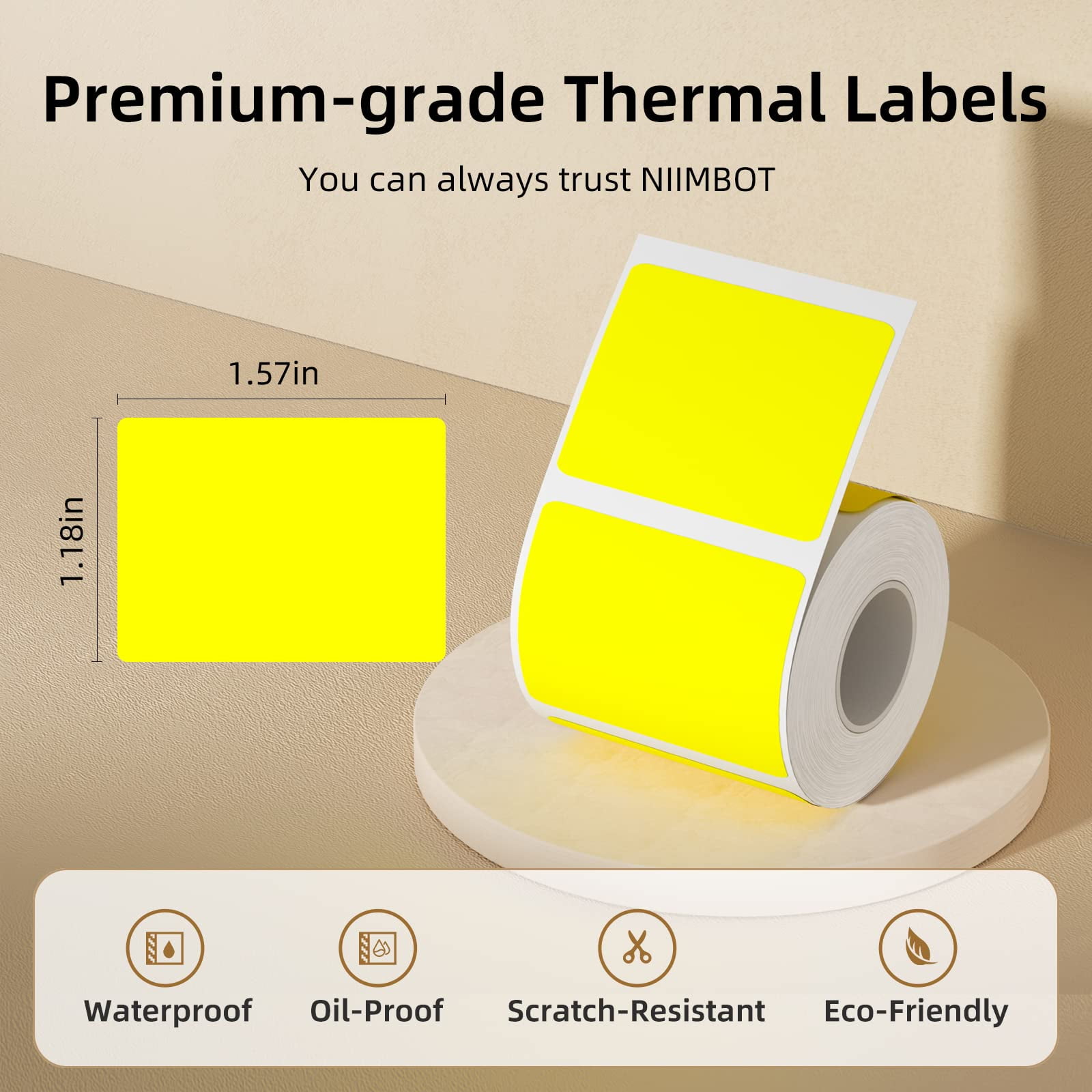 NIIMBOT Waterproof Thermal Labels for B1/B21/B3S, 1.57