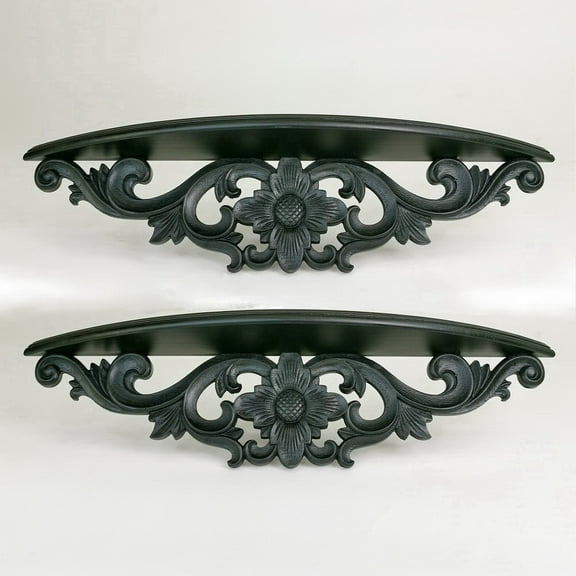 Wayborn Black Cedar Plywood MOONBAY WALL SHELF (2 PCs), 24″X4.25″X5.5″