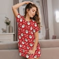 thumbnail image 3 of Balery Merry Christmas Santa Claus A Camisón de manga corta con cuello redondo para mujer, cómodo y elegante., 3 of 6
