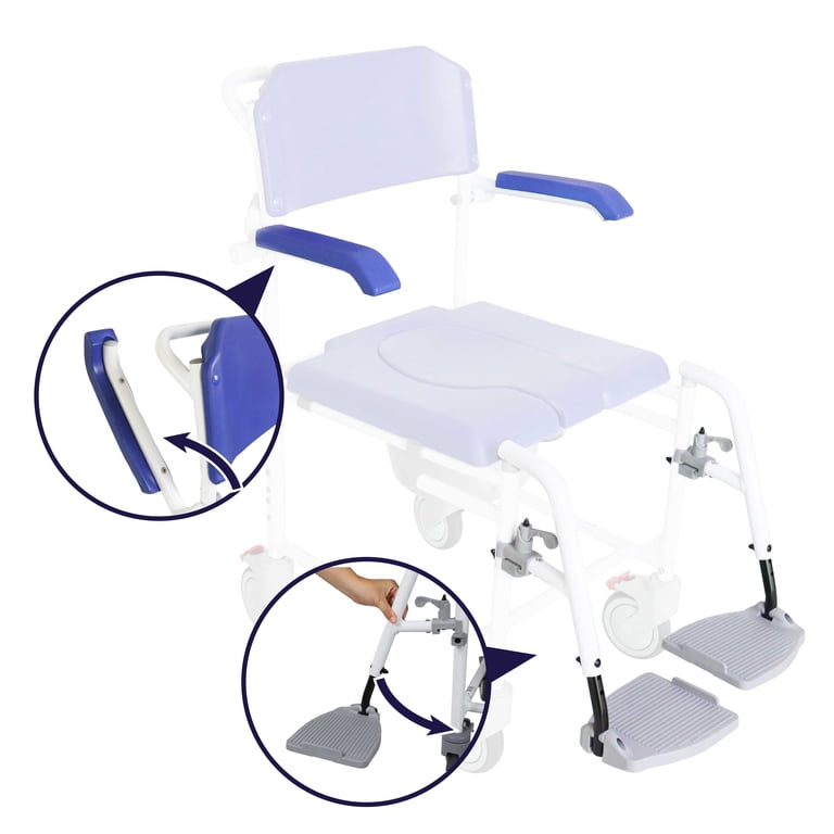 KMINA PRO - Bath Shower Chair with Wheels for Elderly, Handicap