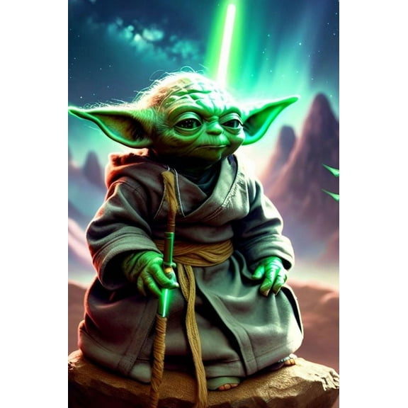 Diamond Painting Kits for Adults Yoda Baby DIY 5D Diamond Art Kits for Kids Beginners Full Drill Diamond Dots Crystal Craft Kits for Home Wall Art Bedroom Decor Gifts 16x12inch