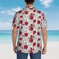 thumbnail image 6 of Xecao Leaves And Anemone Flowers In Red Grey print Hawaiian shirt - a stylish short-sleeve button-down for men, perfect for casual beach and tropical outings., 6 of 9