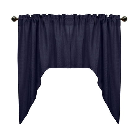 Aiking Home Rod Pocket Faux Linen Textured Semi Sheer Swag Kitchen