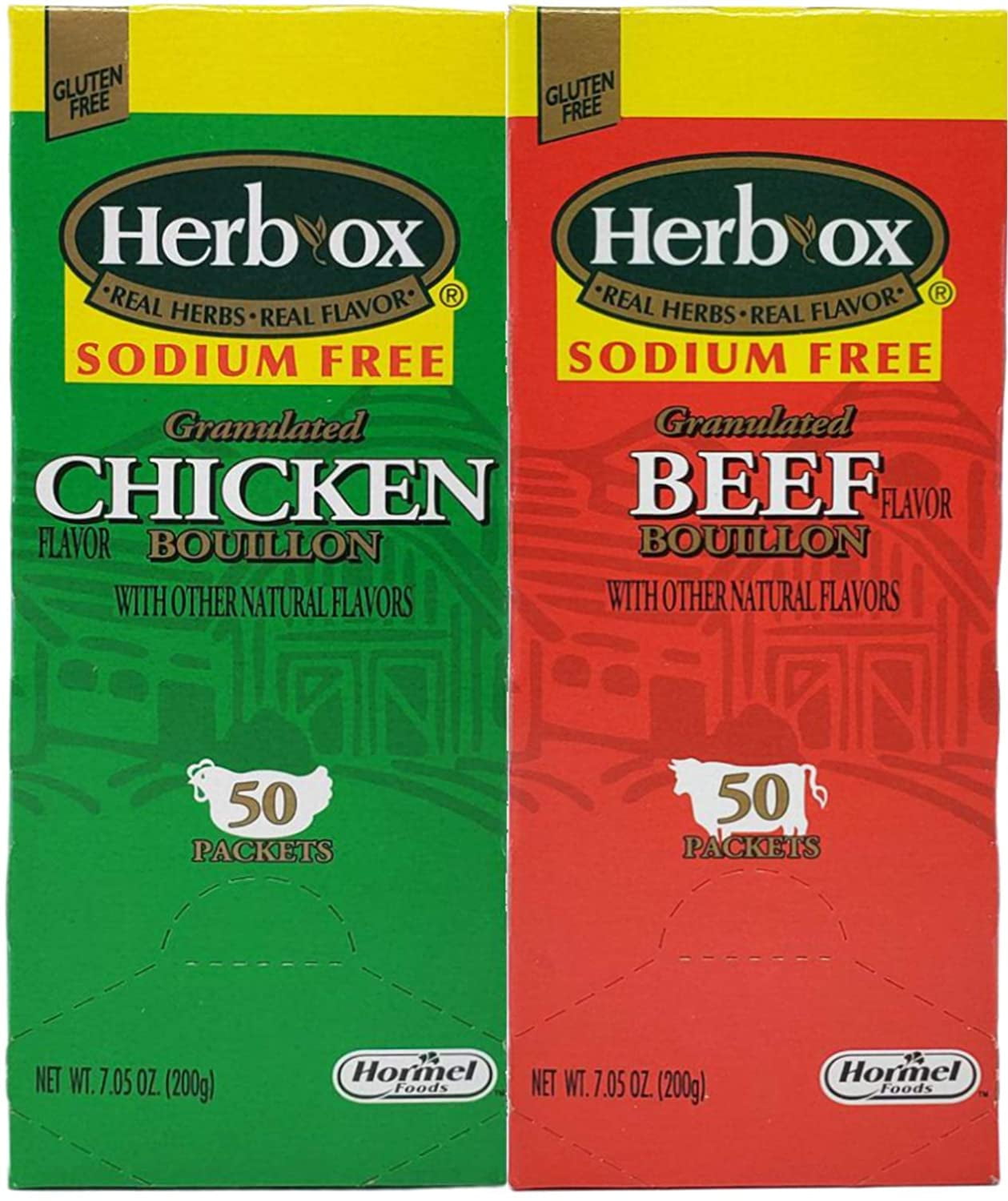 HerbOx Sodium Free Bouillon Bundle,`Beef and Chicken, 100 Total