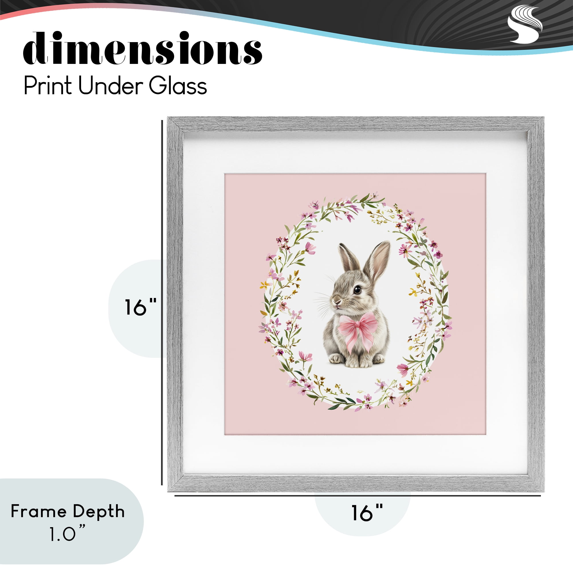 Stupell Industries Blush Pink Bunny Gray Framed Print Under Glass, design by Christine Simpson Art