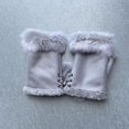 thumbnail image 1 of Guantes de medio dedo de piel de conejo, moda para mujer, otoño e invierno, guantes de medio dedo para estudiantes, para escribir en la computadora, 1 of 6