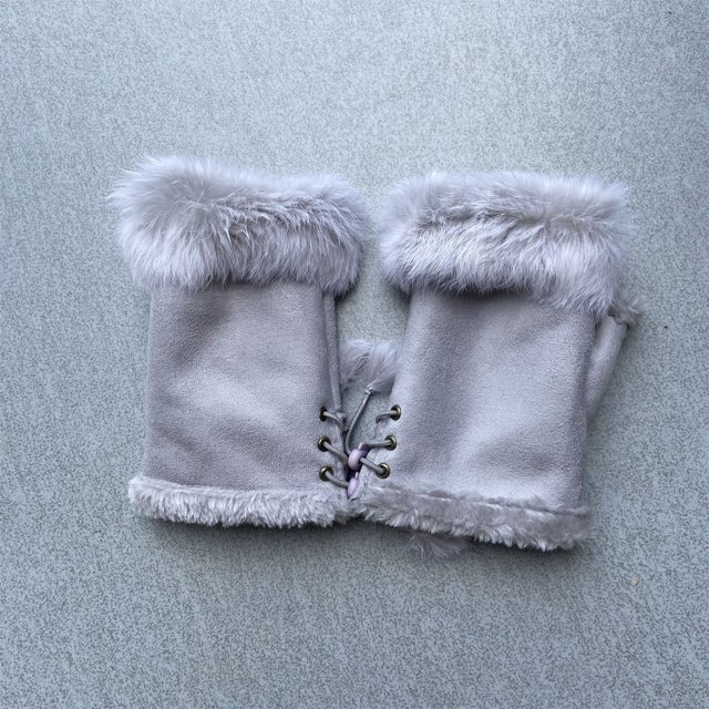 Guantes de medio dedo de piel de conejo, moda para mujer, otoño e invierno, guantes de medio dedo para estudiantes, para escribir en la computadora