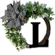 thumbnail image 1 of Guirnalda de letras del alfabeto para colgar en la puerta principal | Decoración para el hogar con monogramas de madera y colgante de lazo, 1 of 1