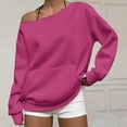 thumbnail image 2 of Womens off The Shoulder Sweatshirt Comdrip off The Shoulder Sweatshirt for Women Oversized Long Sleeve Fleece Basic Pullover Sweatshirts with Pockets Cute Sweatshirts Hot Pink M, 2 of 6
