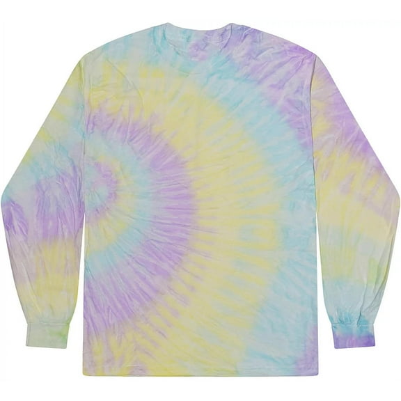 Unisex Long Sleeve Colorful Tie Dye Tee Shirt - Mystique, Medium