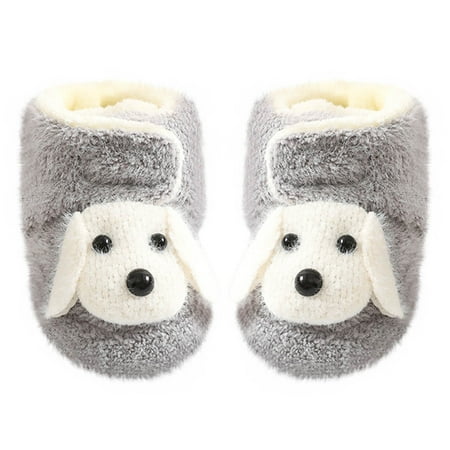 

Tarmeek Newborn Baby Boy Girl Soft Fleece Booties Infant Slippers Socks Shoes Non Skid Gripper Toddler First Walkers Winter Ankle Crib Shoes 0-24M