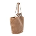 thumbnail image 3 of Time and Tru Women's Faux Shearling Tulip Tote Handbag, Tan, 3 of 6