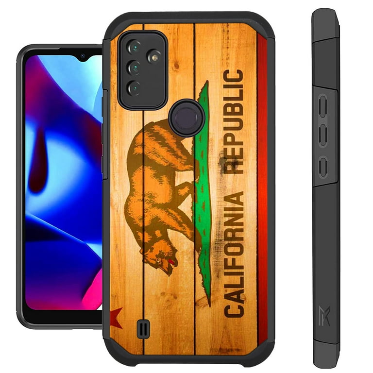 Compatible with Wiko Voix Hybrid Fusion Guard Phone Case Cover California Flag Wood